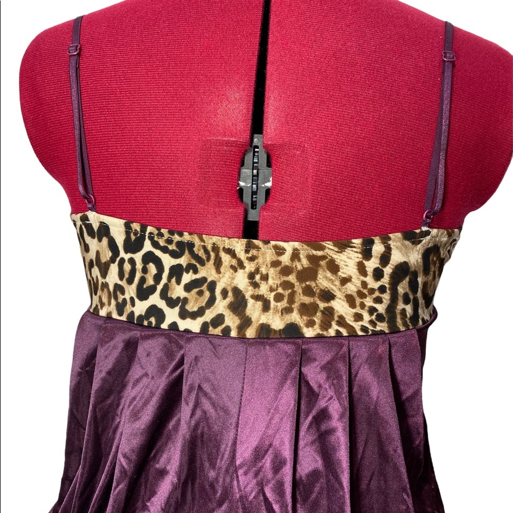 Vintage Satin Leopard Purple Baby Doll Lingerie Chemise Slip Pajama Dress Medium - Picture 7 of 12